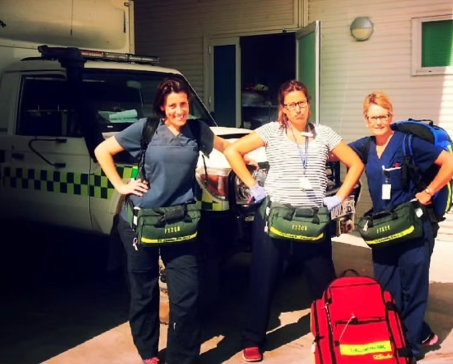 Ambulance team at Fitzroy Crossing in 2015 with Bec Crozier, Tikka Torrico and Deb Nicholson