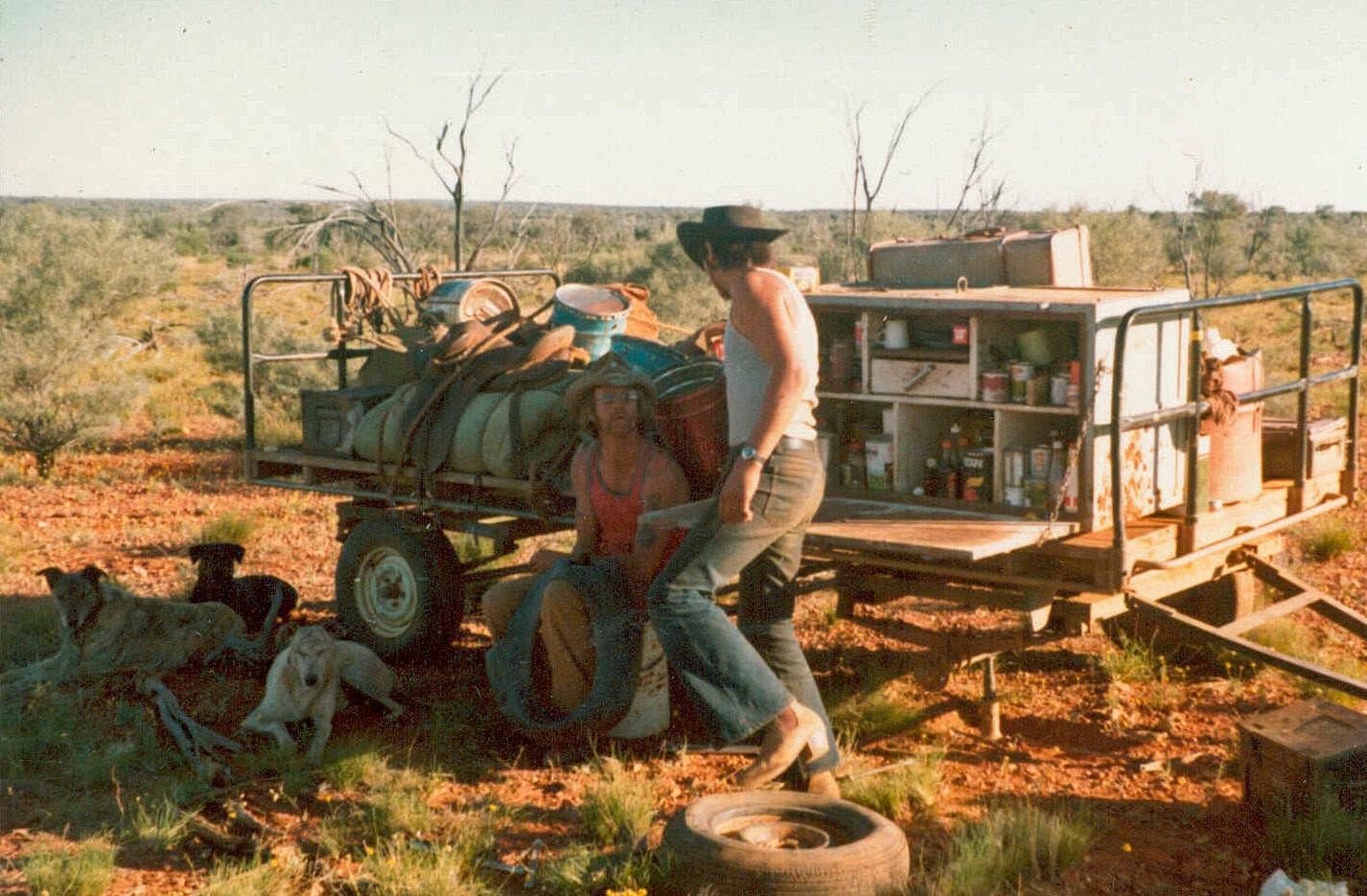Changing a flat tyre while working in remote Australia
