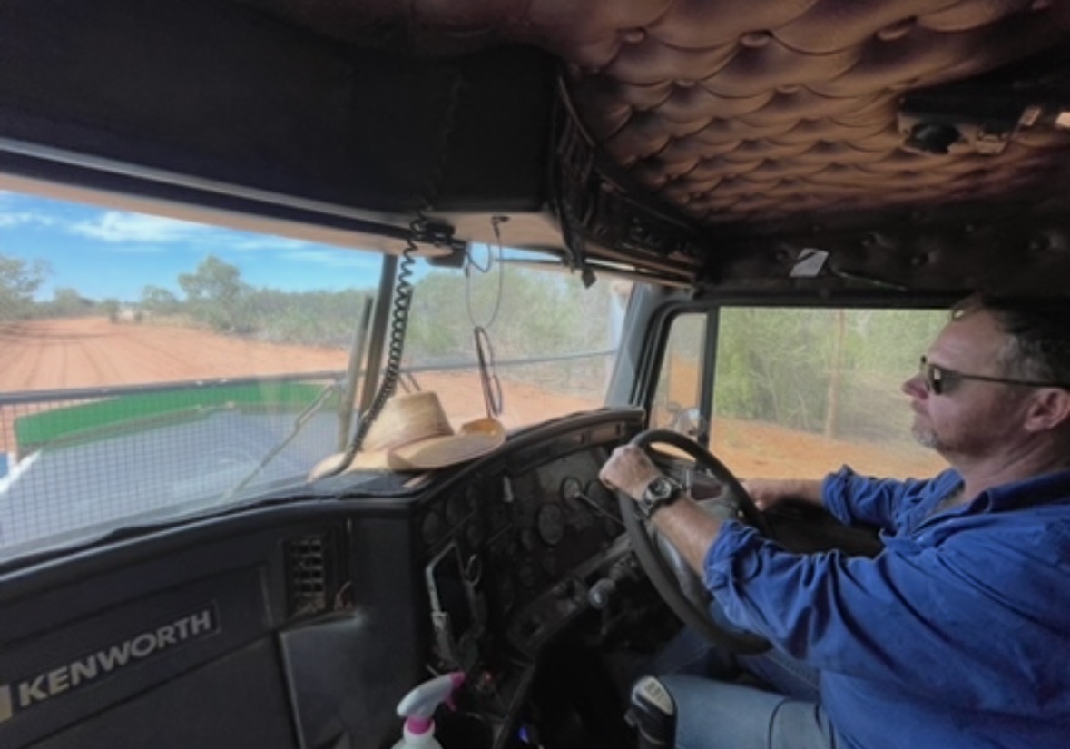 Chris Morrow driving a road train in 2023