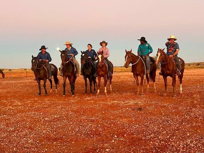 Data Drover mustering team on horses in the Pilbara