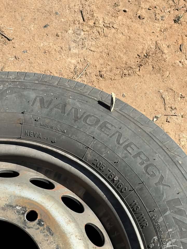 Sharp spike embedded in a tyre on the Lake Dunn Road in Queensland